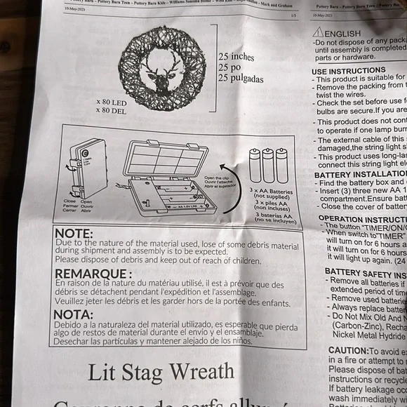 Pottery Barn Woodland Stag Lit Wreath BNIB - Picture 7 of 8